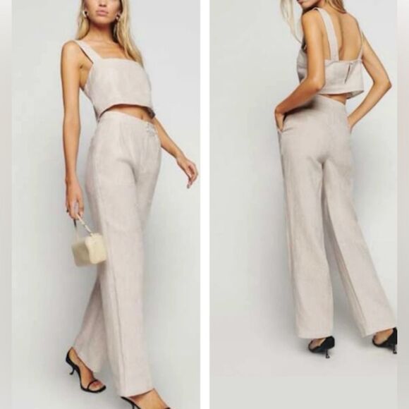 Reformation Olivia linen two-piece set NWT size 12 from Anthropologie $278 - Picture 1 of 9
